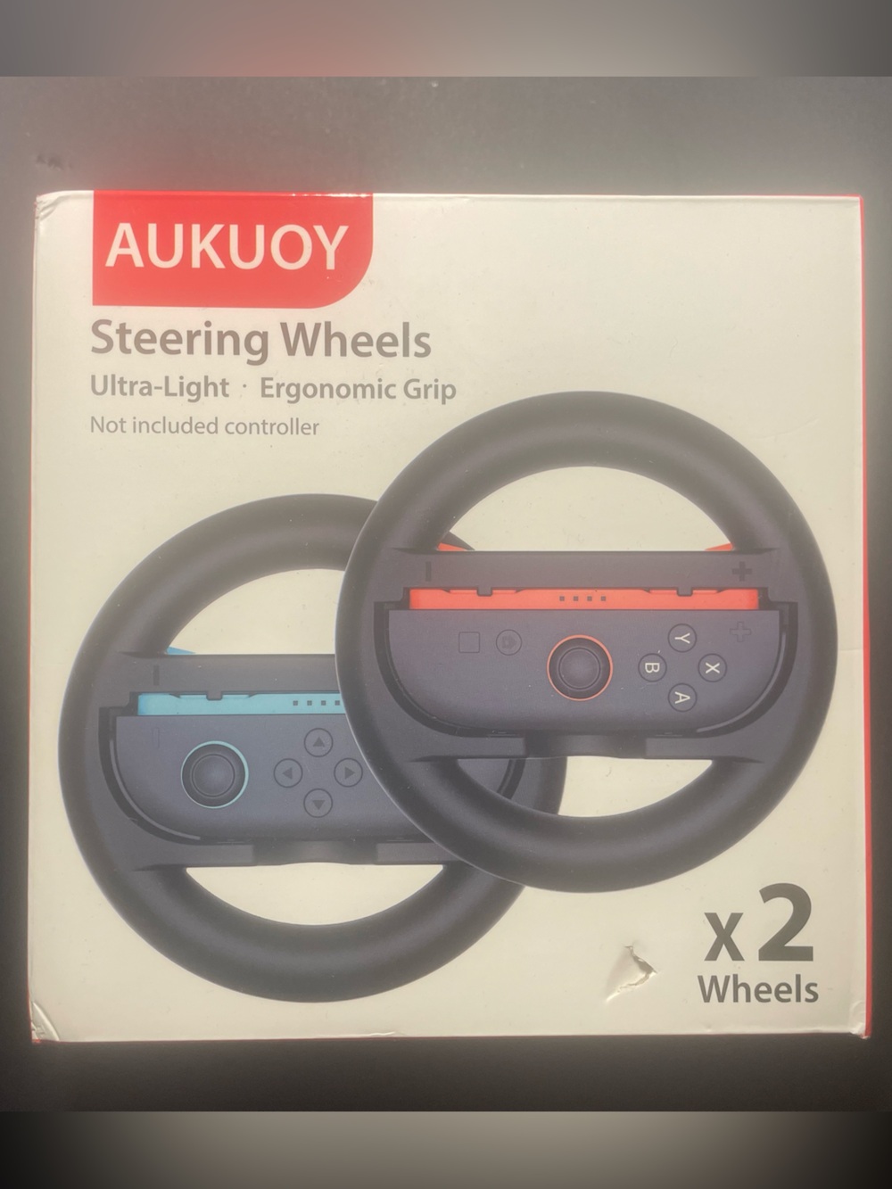 Aukuoy Black Steering Wheels for Switch 2 (2-Pack)